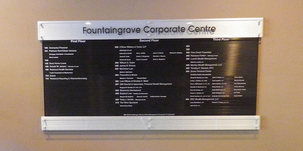 Fountain Grove Corporate Centre Directory Sign